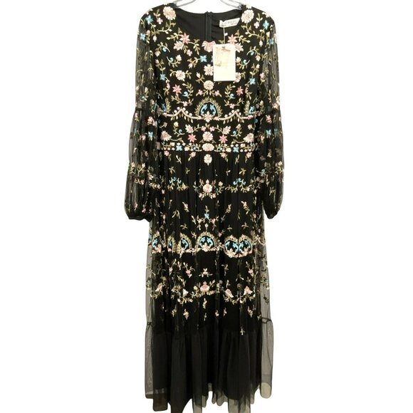 NEW Mac Duggal Embroidered Black Long Sleeve Formal Gown Maxi Dress - Picture 4 of 10